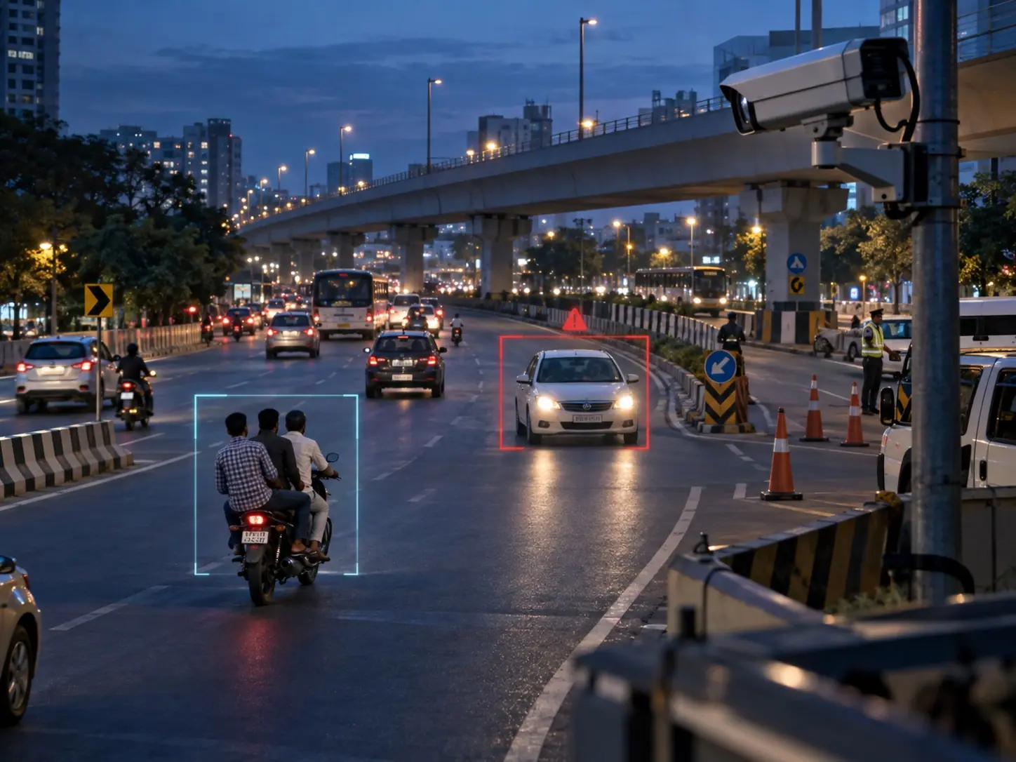 Camera intelligence observing traffic safety events at an urban road junction